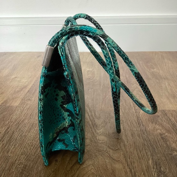 Vintage Y2K Carvela mini bag small snakeskin handbag turquoise - Picture 5 of 11